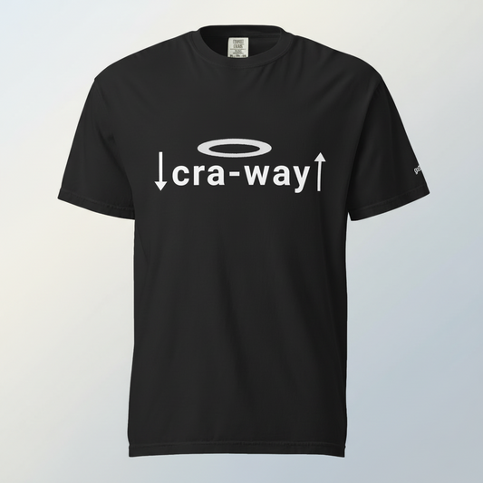 black cra-way street code oversized t-shirt front view on plain background