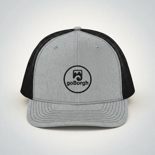 Front view of the goBorgh® Coastal Crew snapback trucker cap with embroidered logo