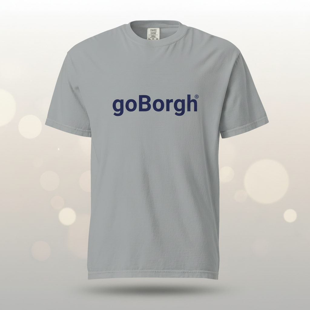 neutral gray goBorgh wordmark garment-dyed relaxed fit t-shirt