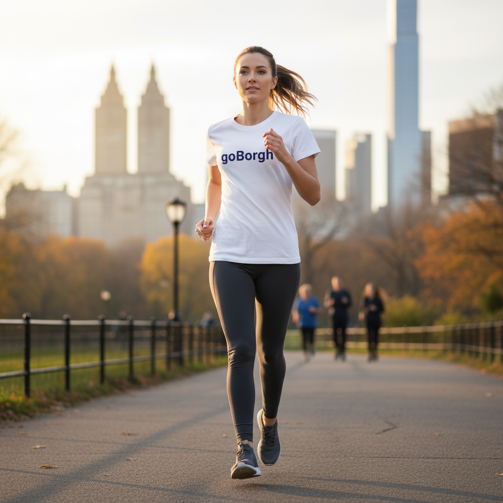 goBorgh relaxed fit garment-dyed t-shirt worn during outdoor run
