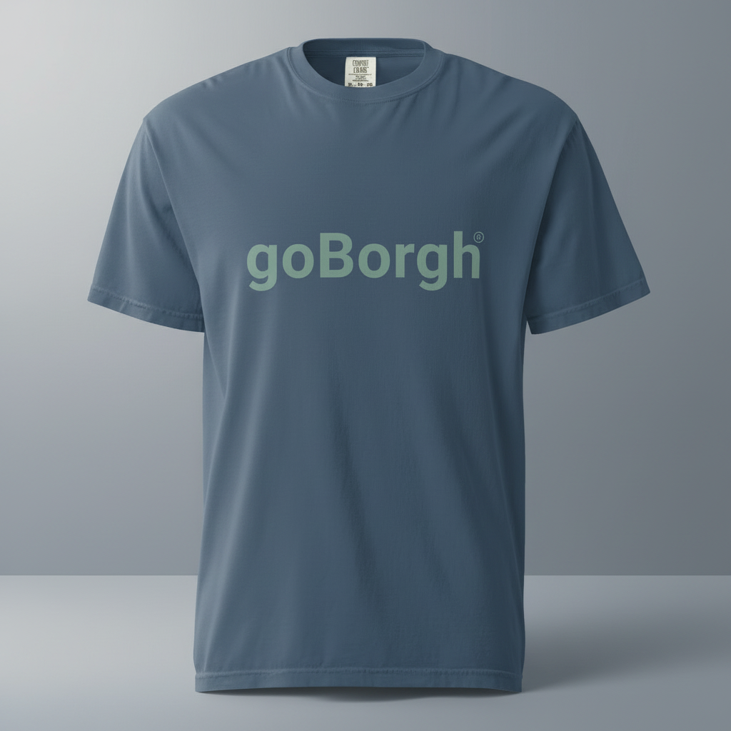 denim blue goBorgh wordmark relaxed fit cotton t-shirt
