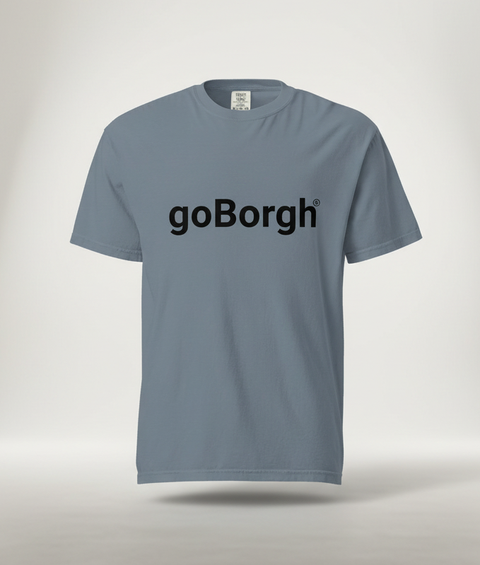 slate blue goBorgh wordmark relaxed fit garment-dyed t-shirt