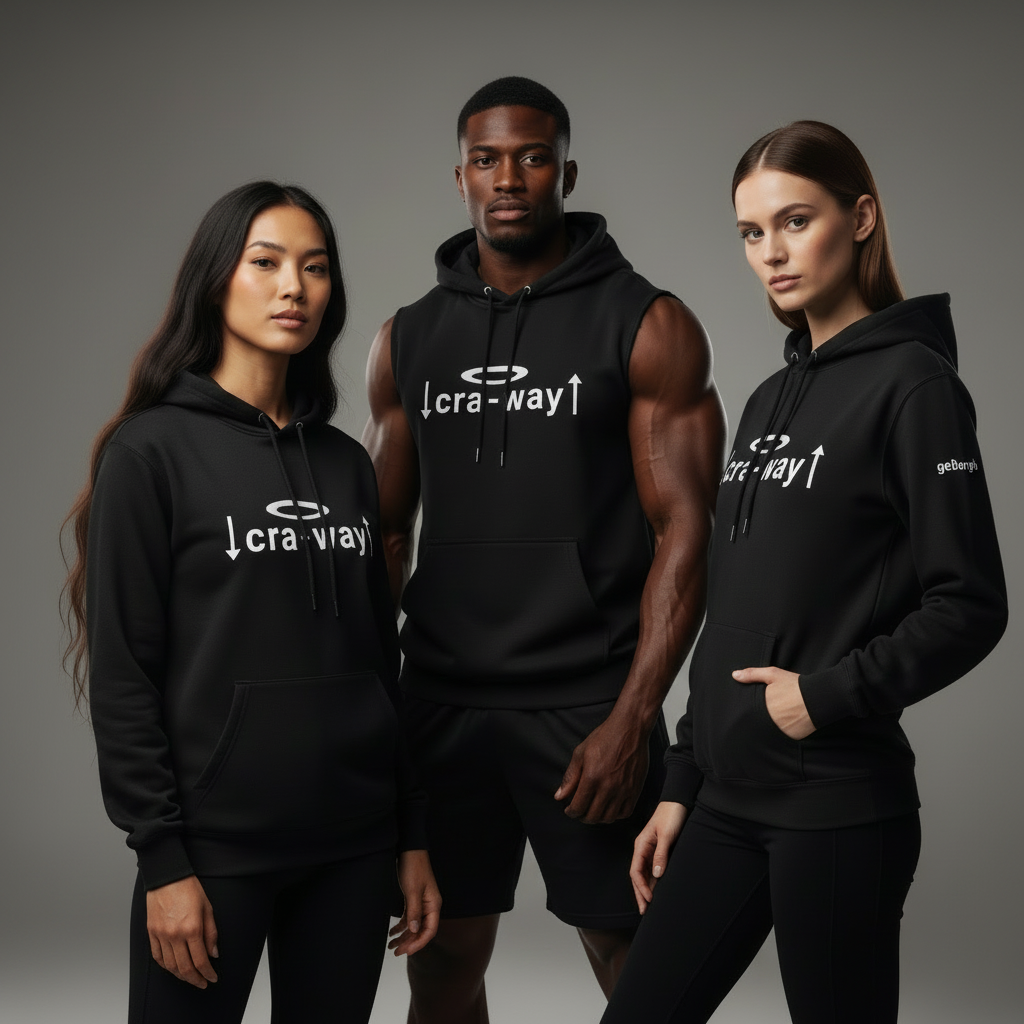 Flat lay of black cra-way™ Street Code oversized hoodie by goBorgh®