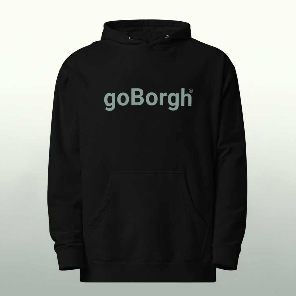 goBorgh Wordmark Hoodie in Black — minimalist premium midweight sweatshirt