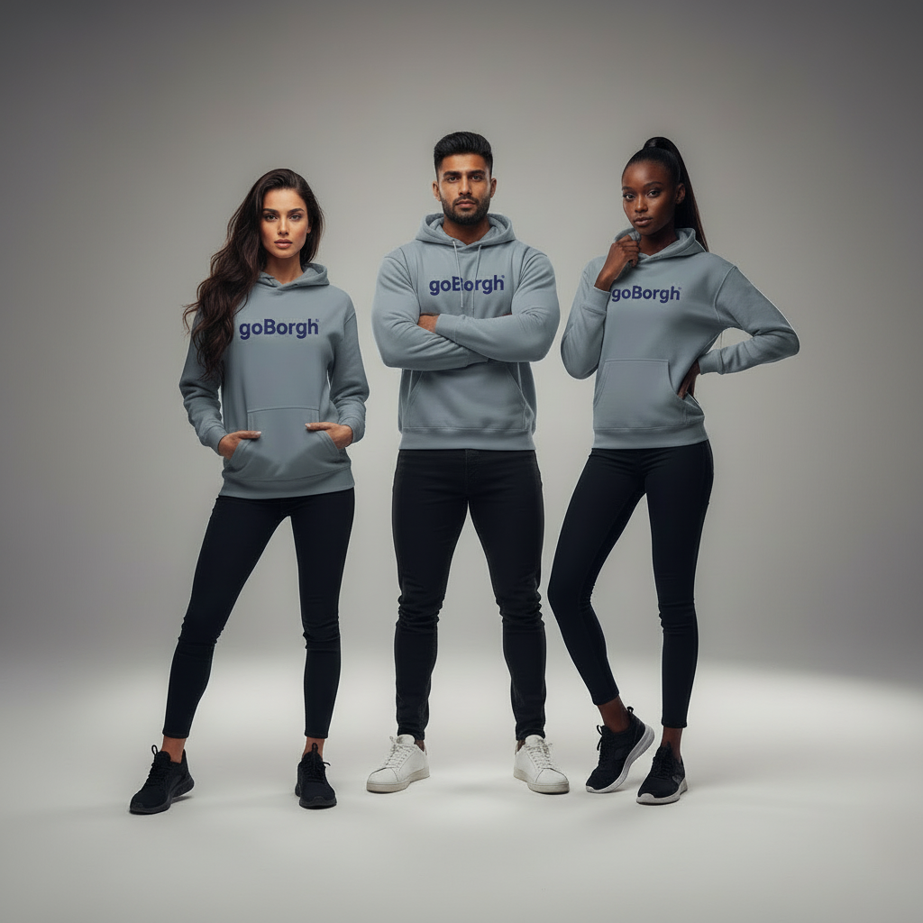 goBorgh Wordmark Hoodie — unisex athletic group lifestyle photo